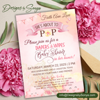 She’s About to Pop Baby Shower Invitation | Editable Canva Template | Pink Watercolor Balloon Theme | Custom Party Printable 5x7 Invite