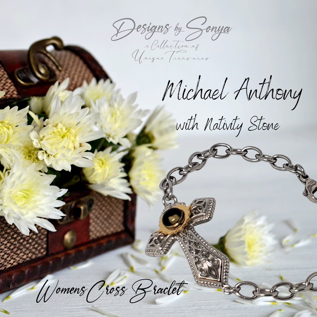 Rare | Nativity Stone Cross | Stainless Steel Bracelet | Certificate of Authenticity | New in Box | Mother's Day Gift | Limited Edition