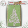 Handcrafted Merry Christmas Tree Card with Gold Star | Green Holiday Card | Elegant Design, 3.75"x8.25"