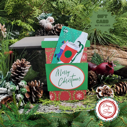 Christmas Gift Card Holder – Red Green Snowflake Wreath Design | Handmade Holiday Card for Teachers, Friends, Coworkers