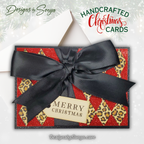 Merry Christmas Card with Leopard & Red Glitter | Handcrafted Holiday Card with Bow | Unique A7 Keepsake for Gift-Giving