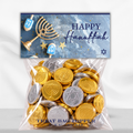 Printable Hanukkah Treat Bag Topper | Happy Hanukkah Candy Bag Topper | Menorah & Dreidel Design | Jewish Holiday Party Favors | 4 x 2 PDF