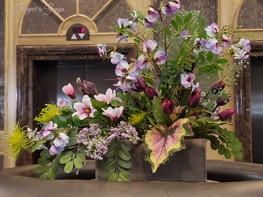 Lifelike | Exquisite | Asymmetrical | Large Flower Arrangement | Magenta Tulips, Pink Magnolias, Purple Sweet Peas | Unique Mothers Day Gift