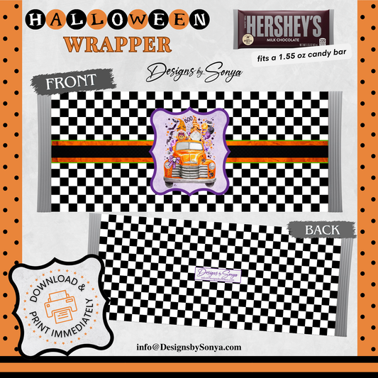 Custom Halloween Digital Hershey Bar Wrapper | Printable Candy Bar Covers | Instant Download for Trick-or-Treat Party Favors | Fits 1.55 oz Hershey's Chocolate Bar