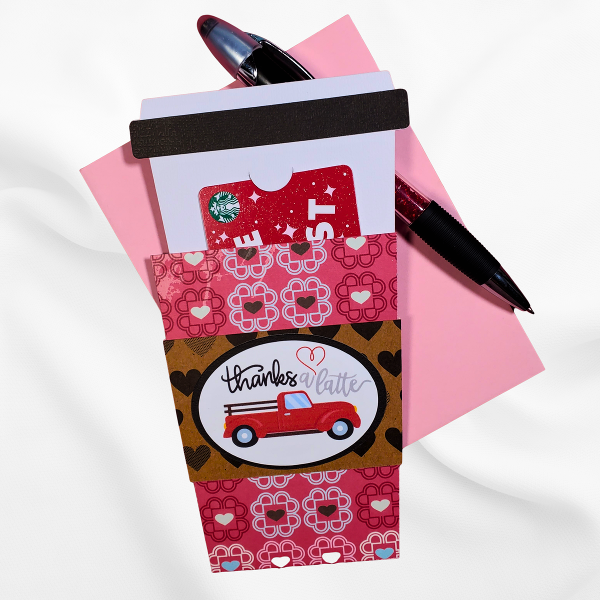 Thanks a Latte Coffee Gift Card Holder, Handmade Thank You Card, Coffee Lover Gift