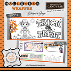 Classroom Activity for Teachers | Halloween Digital Coloring Candy Bar Wrapper | Instant Download Printable for Trick-or-Treat Party Favors
