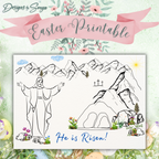 Custom 5 x 7 Printable He is Risen Easter DIY Kid Coloring Greeting Card w/Envelope - Classroom Activity - Instant Download - Print at Home