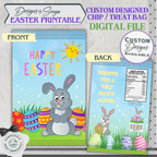 Custom Designed Easter Bunny Chip or Treat Bag | Classroom Party Favor | Simple | Unique | Teacher Gift | Instant Download | Print at Home