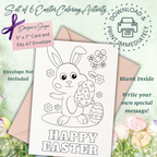 Set of 6 Custom Designed 5 x 7 Printable Happy Easter DIY Kid Coloring Greeting Card Classroom Activity - Instant Download - Print at Home