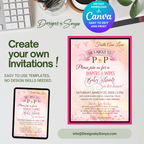 She’s About to Pop Baby Shower Invitation | Editable Canva Template | Pink Watercolor Balloon Theme | Custom Party Printable 5x7 Invite