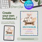 Dog Birthday Party Invitation | Let’s Pawty Editable Canva Template | Printable Pet-Themed Kids Birthday Invite | Cute 5x7 Digital Download
