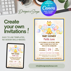Giraffe Baby Shower Invitation Template | Cute Gender Neutral Baby Shower Invite | Editable Canva Design | Printable 5x7 Digital Download for Parents & Hosts