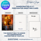 Firefighter Thank You Card | Editable Printable Canva Template | Fireman Appreciation Gift | First Responder Greeting Card, Instant Download