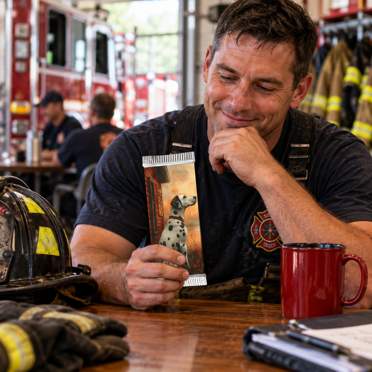 Printable Firefighter Appreciation Candy Bar Wrapper | Dalmatian Firehouse Thank You Gift