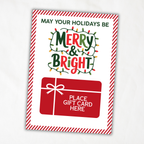 Printable Christmas Gift Card Holder | Merry & Bright Christmas Lights | 5x7 Holiday Gift Card Holder with Matching Envelope