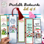 Printable Christmas Bookmarks | Set of 5 Holiday Animal Bookmarks | Classroom Gifts, Teacher Gifts & Stocking Stuffers | 2 x 7 PDF
