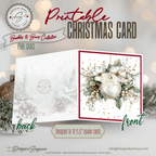 Printable Christmas Card | White Ornament with Poinsettias & Holly | Elegant Watercolor Holiday Card