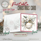 Ivory & Gold Ornament Watercolor Printable Christmas  5.5” Square Card – Elegant Holiday Greeting Note Card for Family and Friends