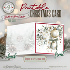 Elegant Printable Christmas Card | Watercolor Ornaments with Bows & Winter Florals | Holiday Greeting Card