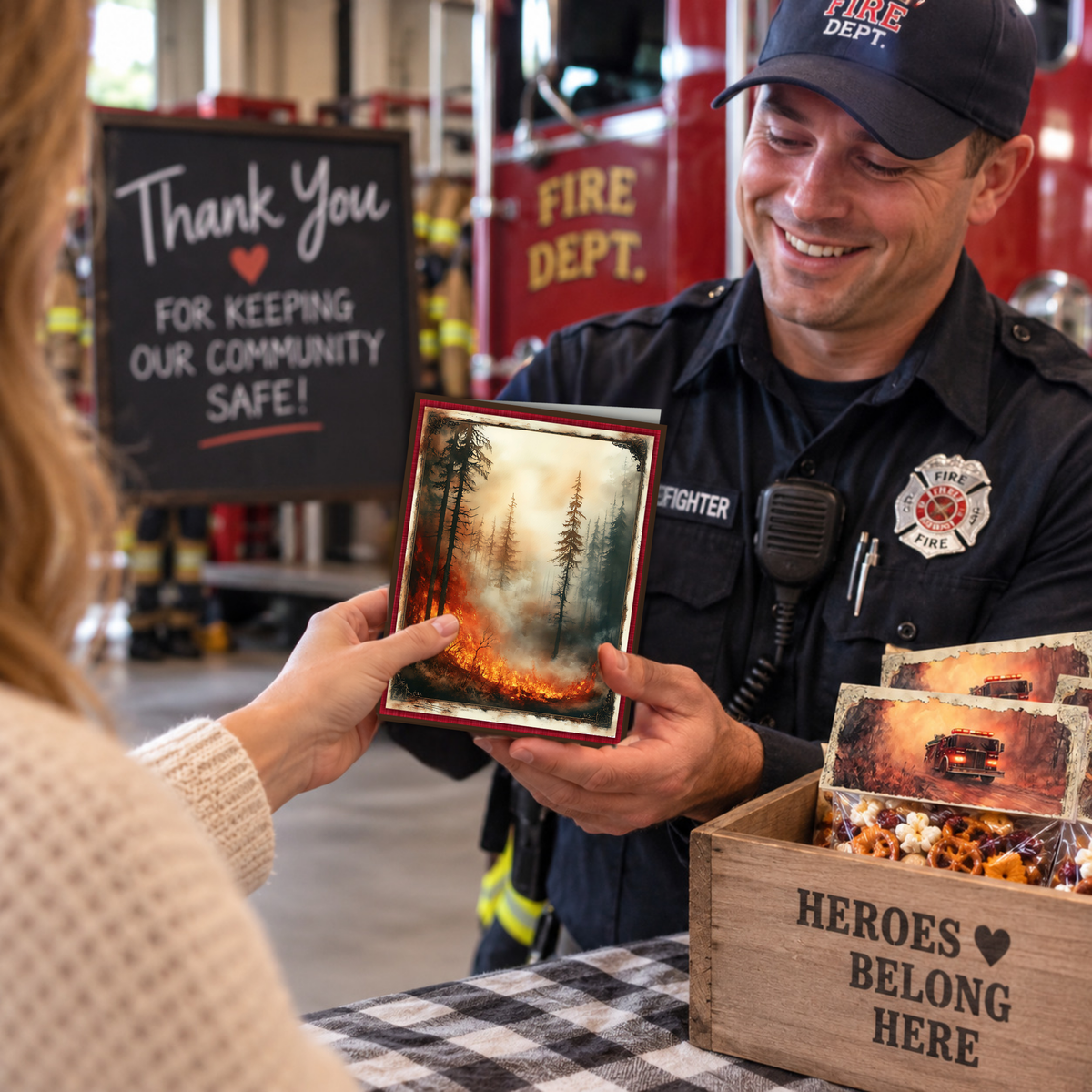 Printable Wildland Firefighter Thank You Card | A2 Wildfire Appreciation Card | Forest Fire & First Responder Card