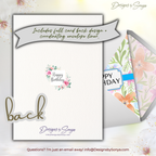 Card Back & Liner Preview
Back of the card with floral emblem and matching pastel floral envelope liner for a coordinated presentation.