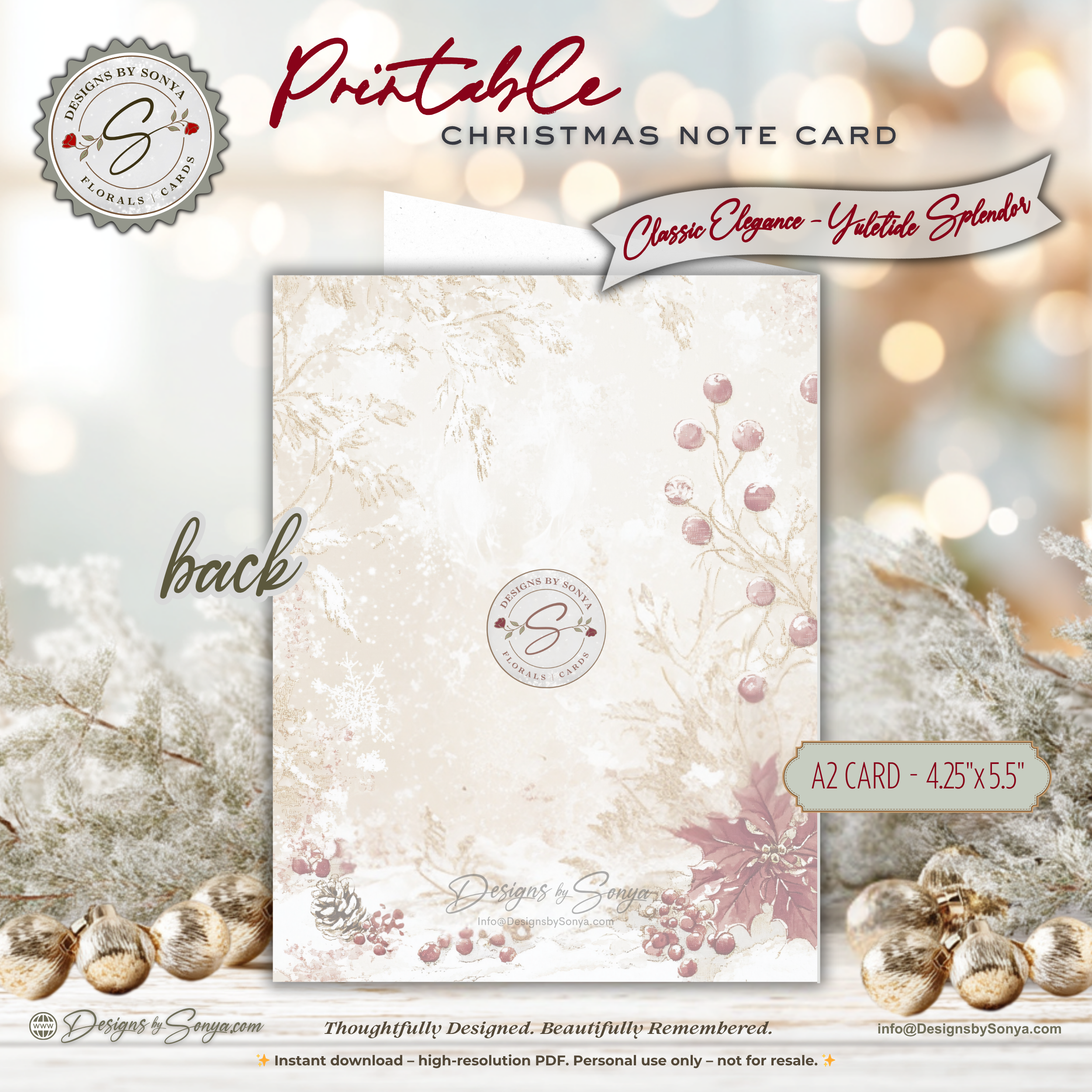 Vintage Hot Cocoa Christmas Printable Card • A2 (4.25" x 5.5") Folded Holiday Greeting Note Card • Winter Mug Art • Christmas Stationery