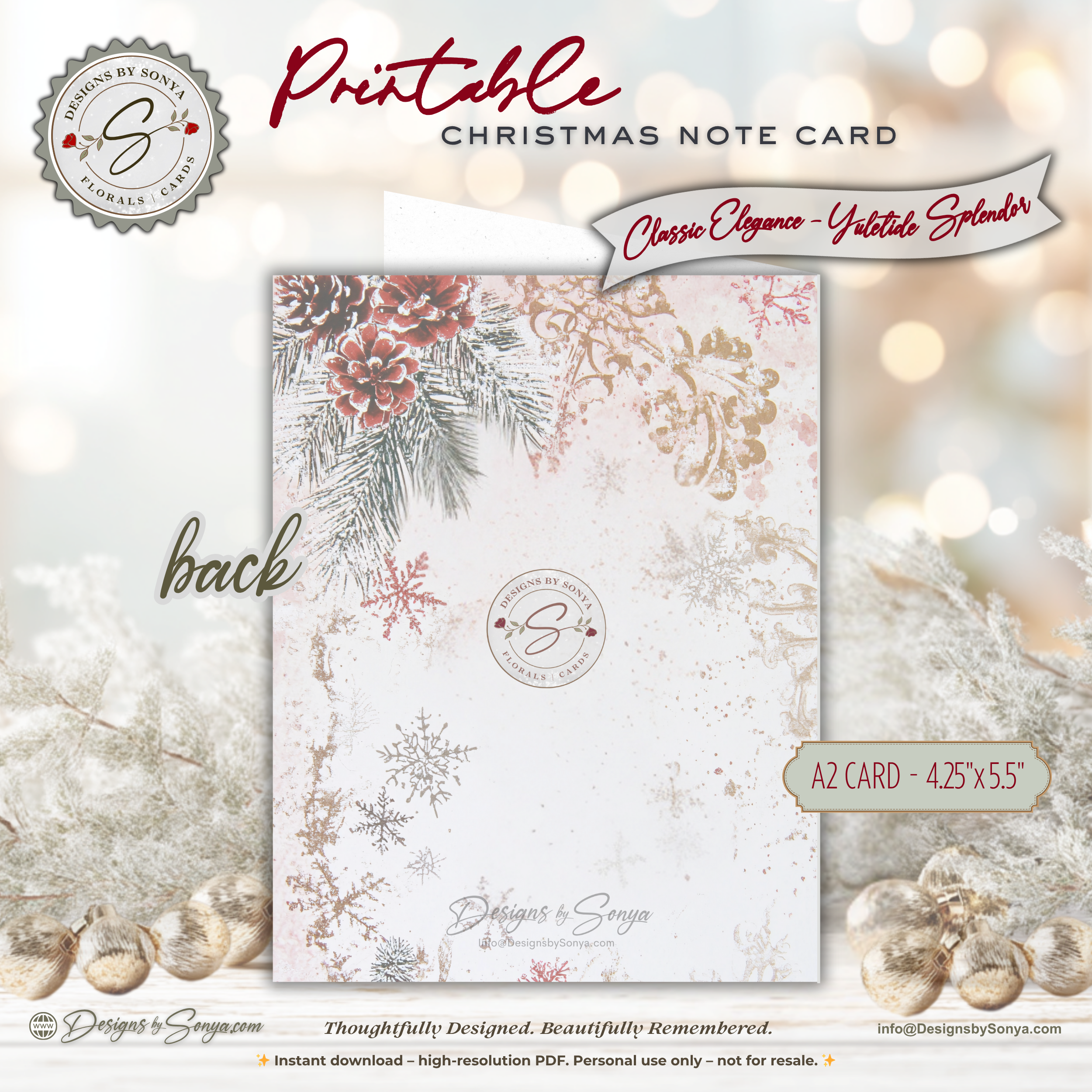 Bringing Christmas Home Printable Card • A2 (4.25" x 5.5") Folded Holiday Greeting Note Card • Vintage Red Truck Design • Christmas Stationery