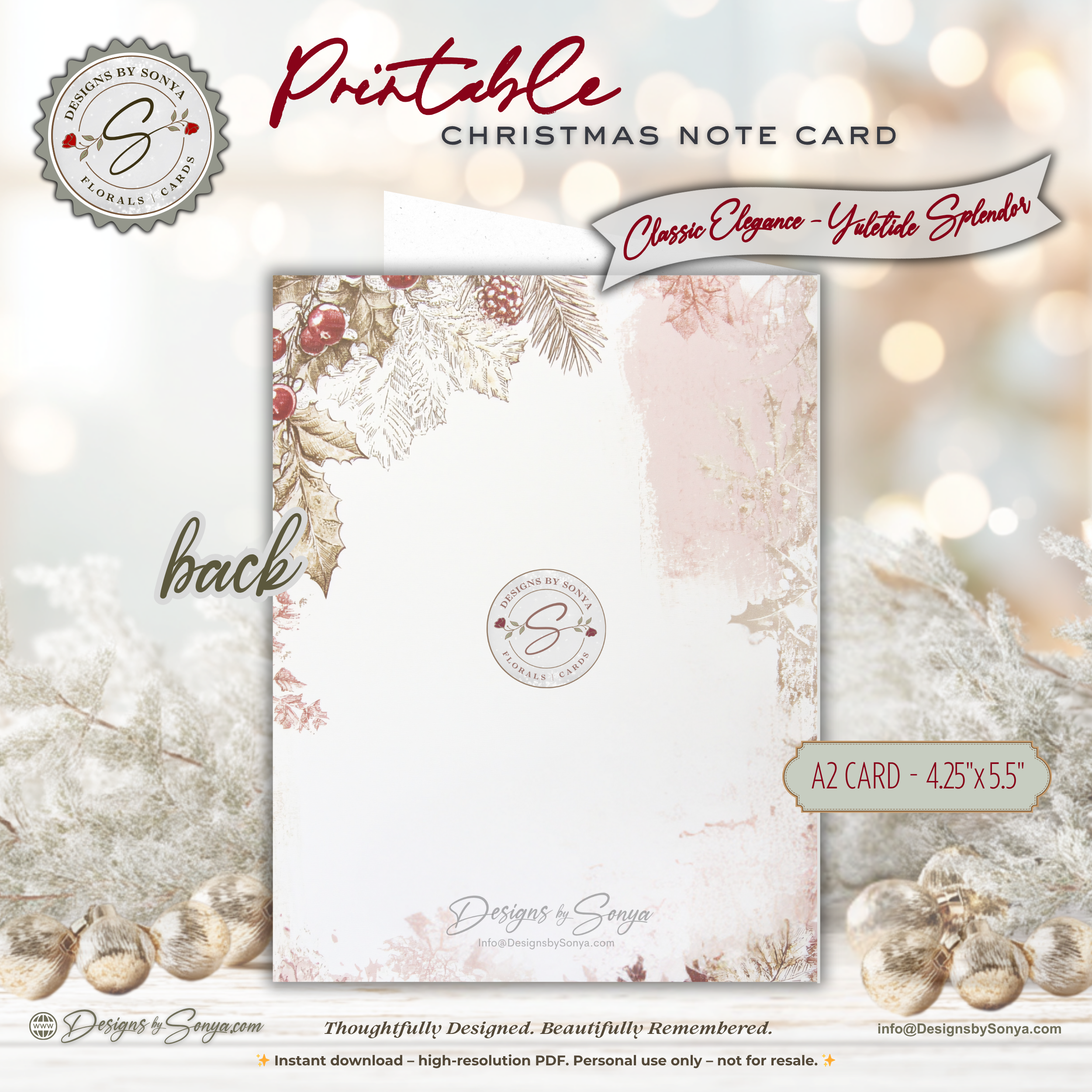 Every Christmas Writes a New Chapter Printable Card • A2 (4.25" x 5.5") Folded Holiday Greeting Note Card • Storybook Design • Christmas Stationery