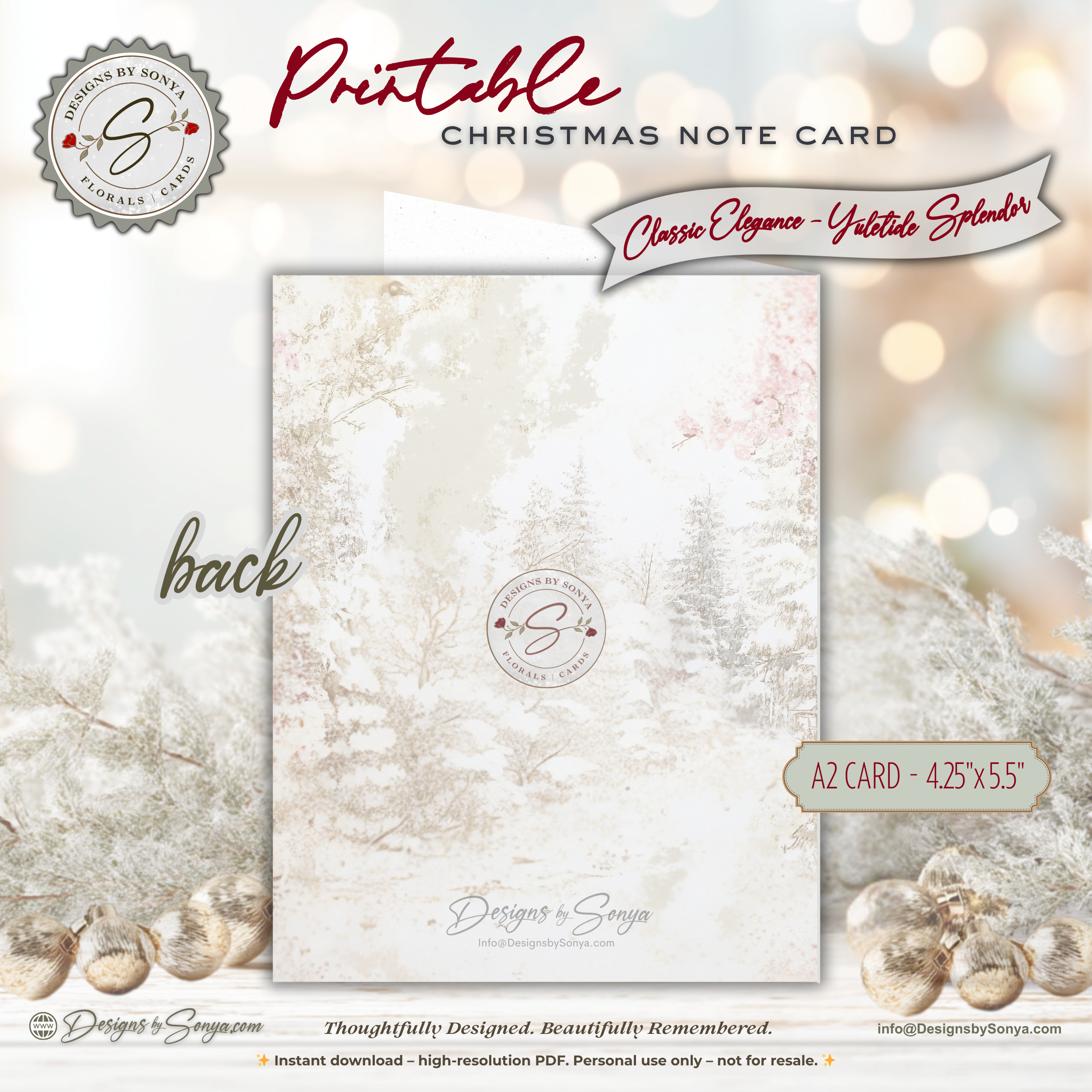 Gingerbread Cottage Christmas Printable Card • A2 (4.25" x 5.5") Folded Holiday Greeting Note Card • Vintage Storybook Design • Christmas Stationery