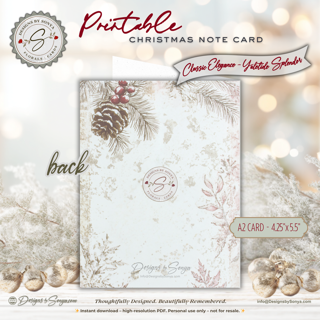 Flavor of the Season Printable Card • A2 (4.25" x 5.5") Folded Holiday Greeting Note Card • Cozy Cinnamon & Berry Design • Christmas Stationery