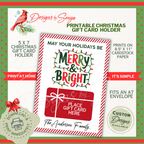 Holiday Gift Card Holder Printable Details
Printable Christmas gift card holder, 5x7 inches, prints on 8.5x11 cardstock, fits A7 envelope, designed for easy at-home printing.
