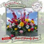 Bright Spring Rose & Daisy Headstone Saddle
Colorful silk headstone saddle with pink, yellow, and red roses, white daisies, and tall pink accents. A cheerful, personalized tribute arrangement designed to bring lasting beauty to any memorial site.