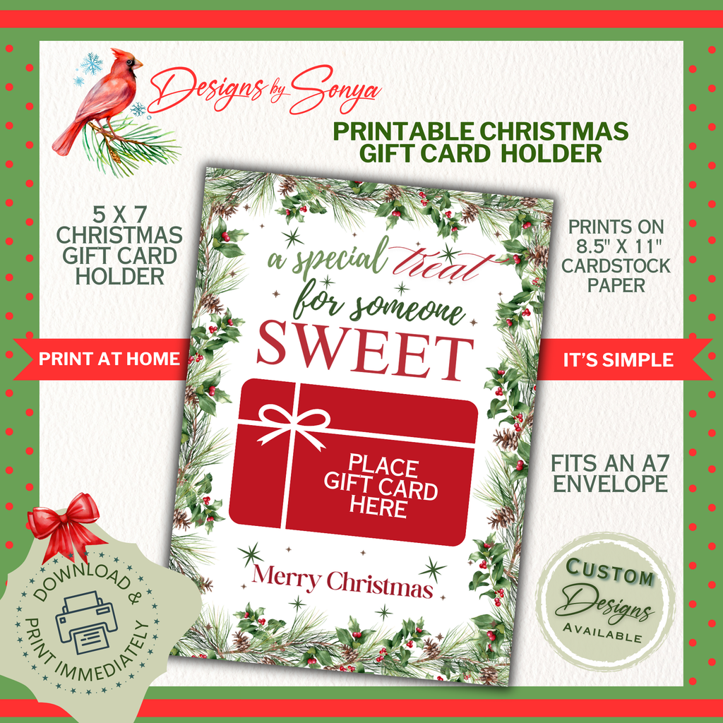 DIY Holiday Gift Card Holder Printable
5x7 printable Christmas gift card holder featuring Snow Much design. Prints on 8.5x11 cardstock and fits A7 envelope, easy print-at-home format.