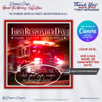 First Responder Firetruck Digital Download | Editable Canva Template | Thank You for Your Service Printable | Hero Appreciation Art