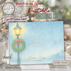 Engine 37 Printable Firetruck Christmas Card • Santa on Firetruck Holiday Greeting • Festive Wreath Scene • A2 (5.5"x4.25") • Instant Download DIY