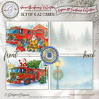 Engine 37 Firetruck Printable Christmas Note Cards | Set of 6 A2 - 5.5"x4.25"| Honor the Firefighter and First Responder Heroes
