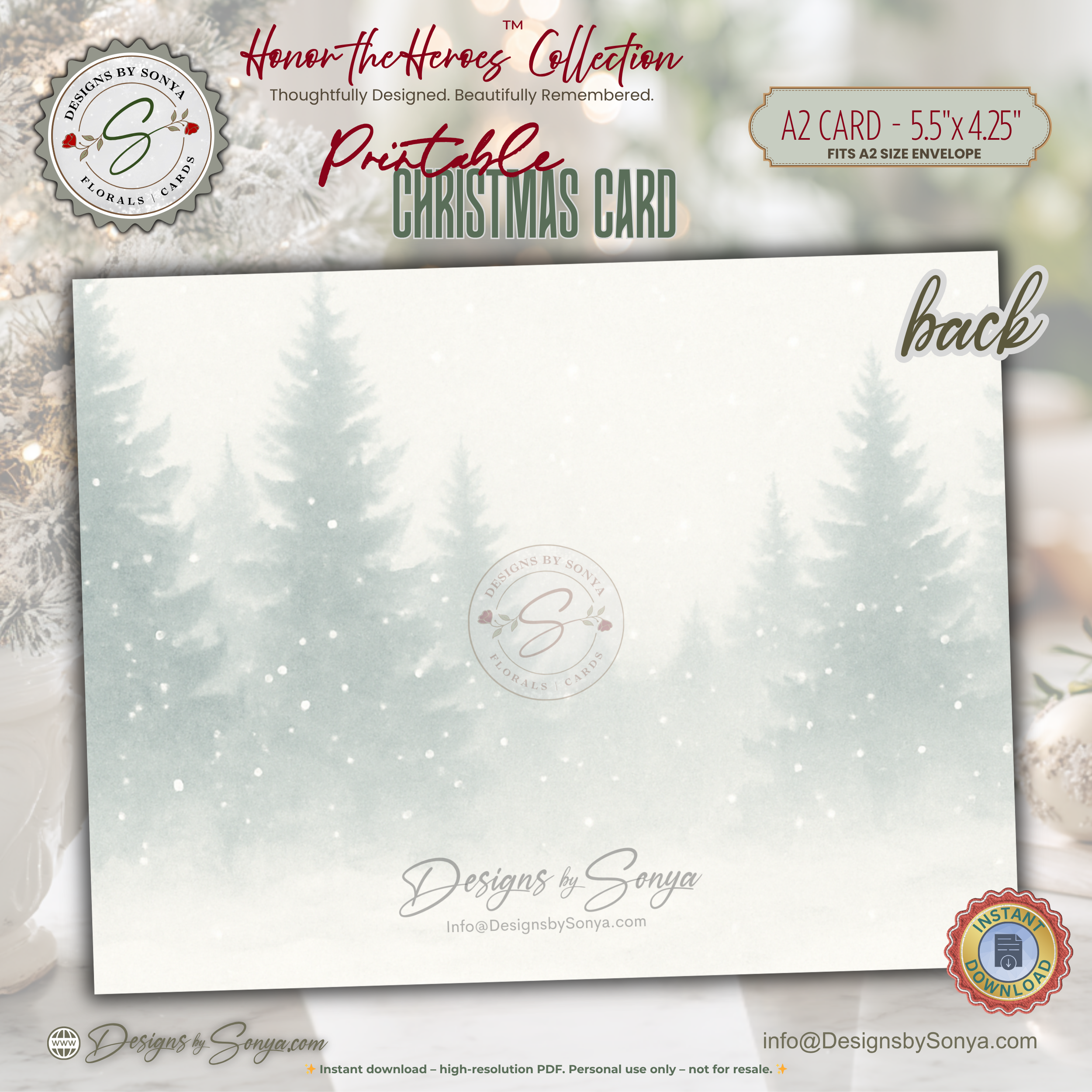 Printable Firefighter Santa Christmas Card • Honor the Heroes Collection • A2 (5.5"x4.25") Folded Card • Holiday Fire Station Art Download