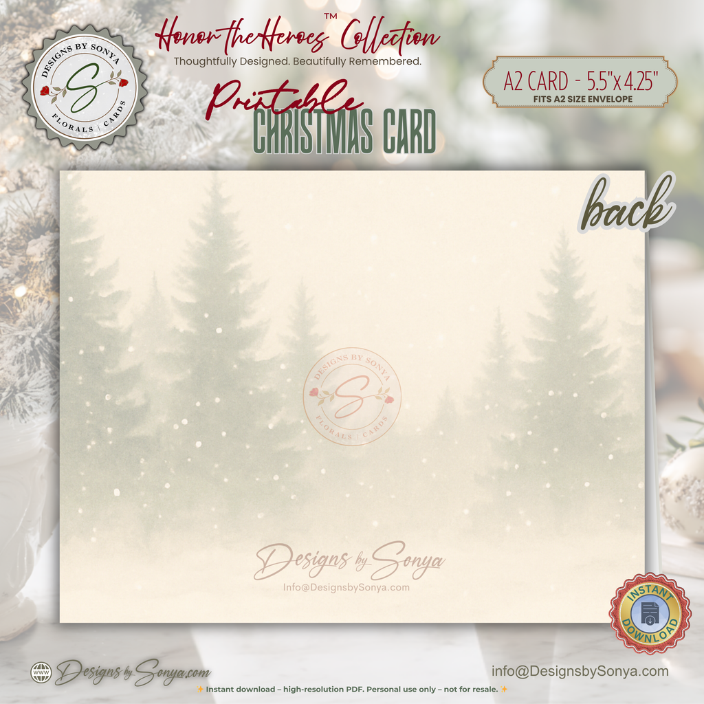 Printable Firefighter Santa Christmas Card, A2 (5.5”x4.25”), Fireman Holiday Greeting, First Responder Gift, Watercolor Art, Mailbox Scene