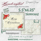 Front and Back of Notecard
Full view of Merry Christmas notecard showing the poinsettia floral front design and coordinating patterned back, highlighting premium handcrafted quality.