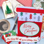 Handmade Christmas Gift Card Holder | Coffee Cup Gift Card Holder for Teachers, Coworkers & Coffee Lovers | Red & Green Christmas Trees