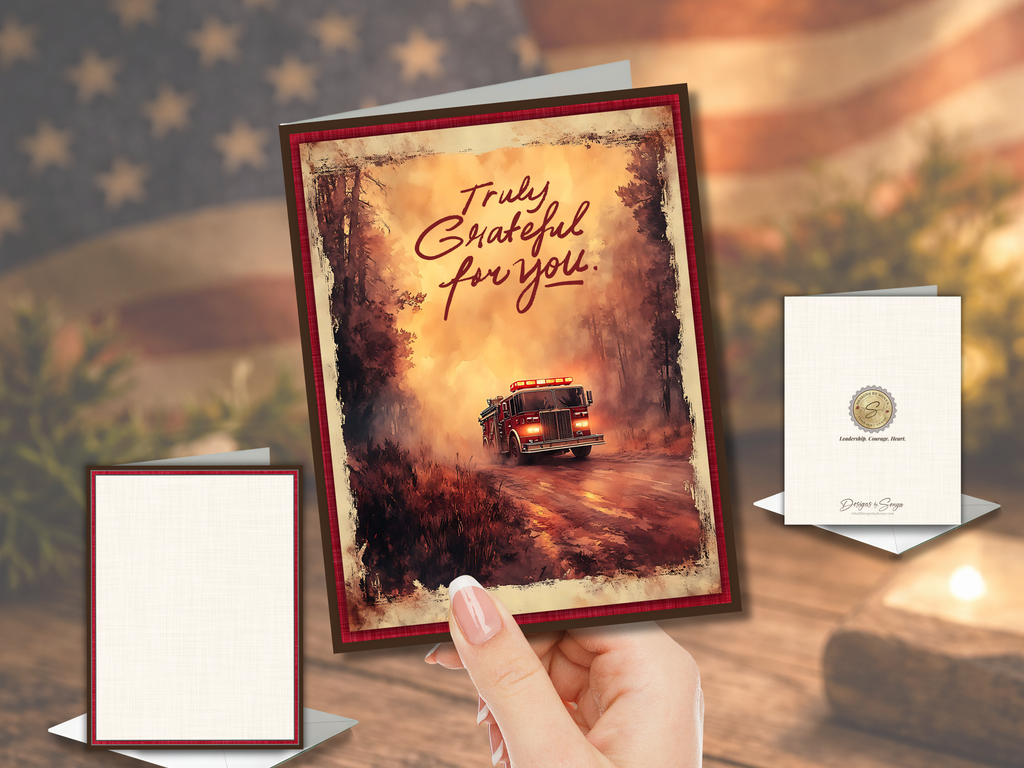 Texas Wildfire "Truly Grateful for You" Printable Thank You Card for Firefighters and First Responders