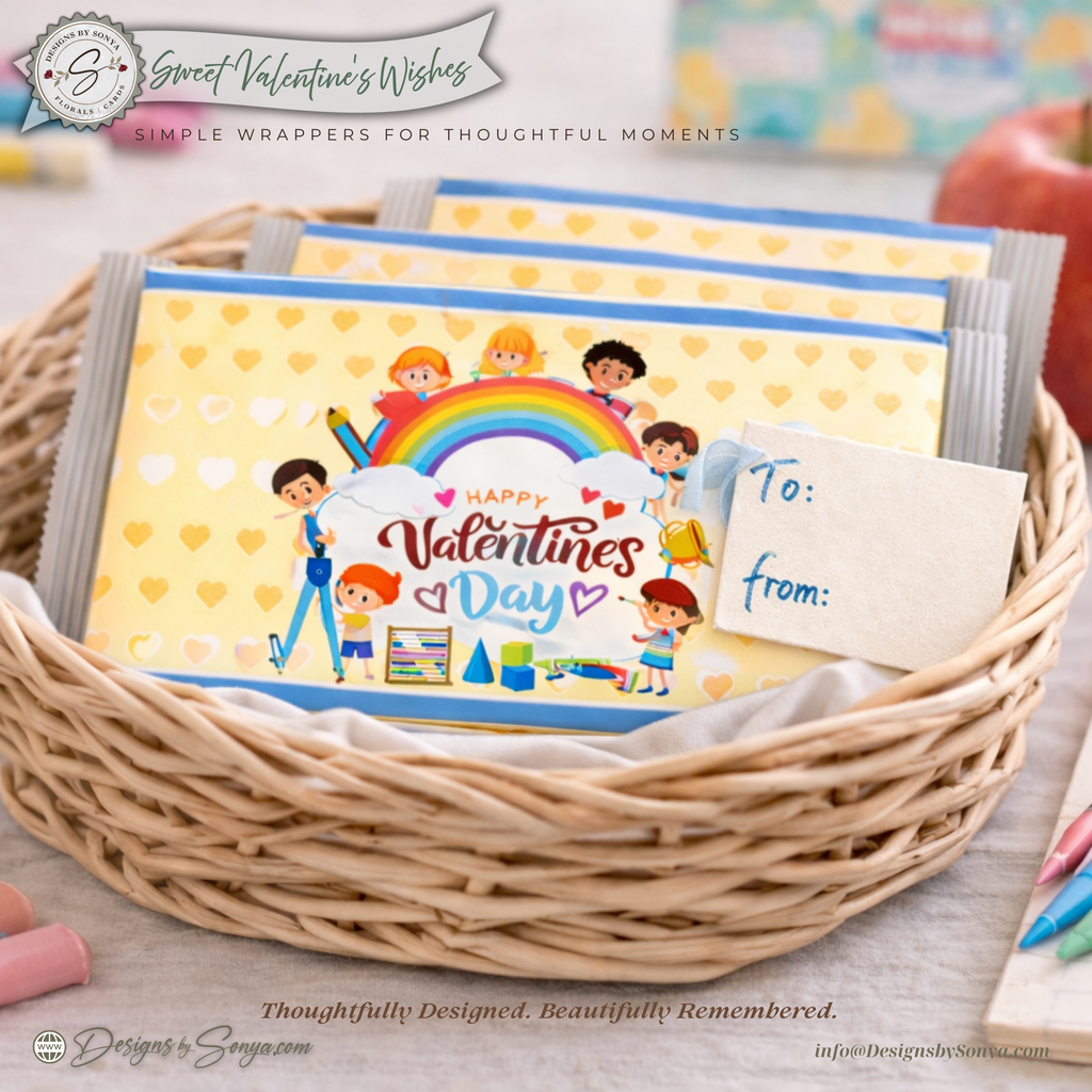 Kids Valentine Candy Bar Wrapper Printable – Classroom Valentine's Treat Wrap for 1.55 oz Chocolate Bars – Happy Valentine’s Day Gift