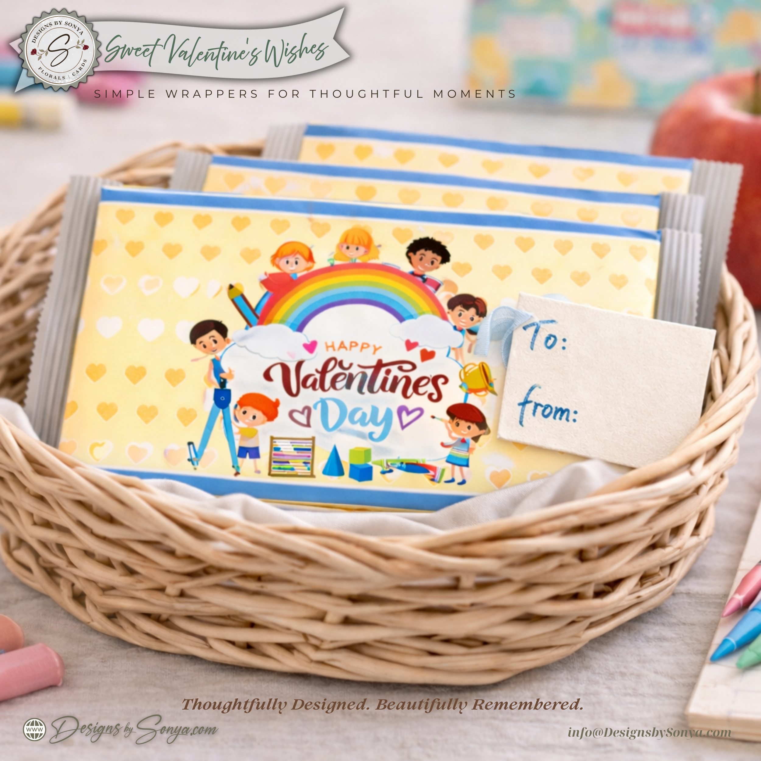 Kids Valentine Candy Bar Wrapper Printable – Classroom Valentine's Treat Wrap for 1.55 oz Chocolate Bars – Happy Valentine’s Day Gift