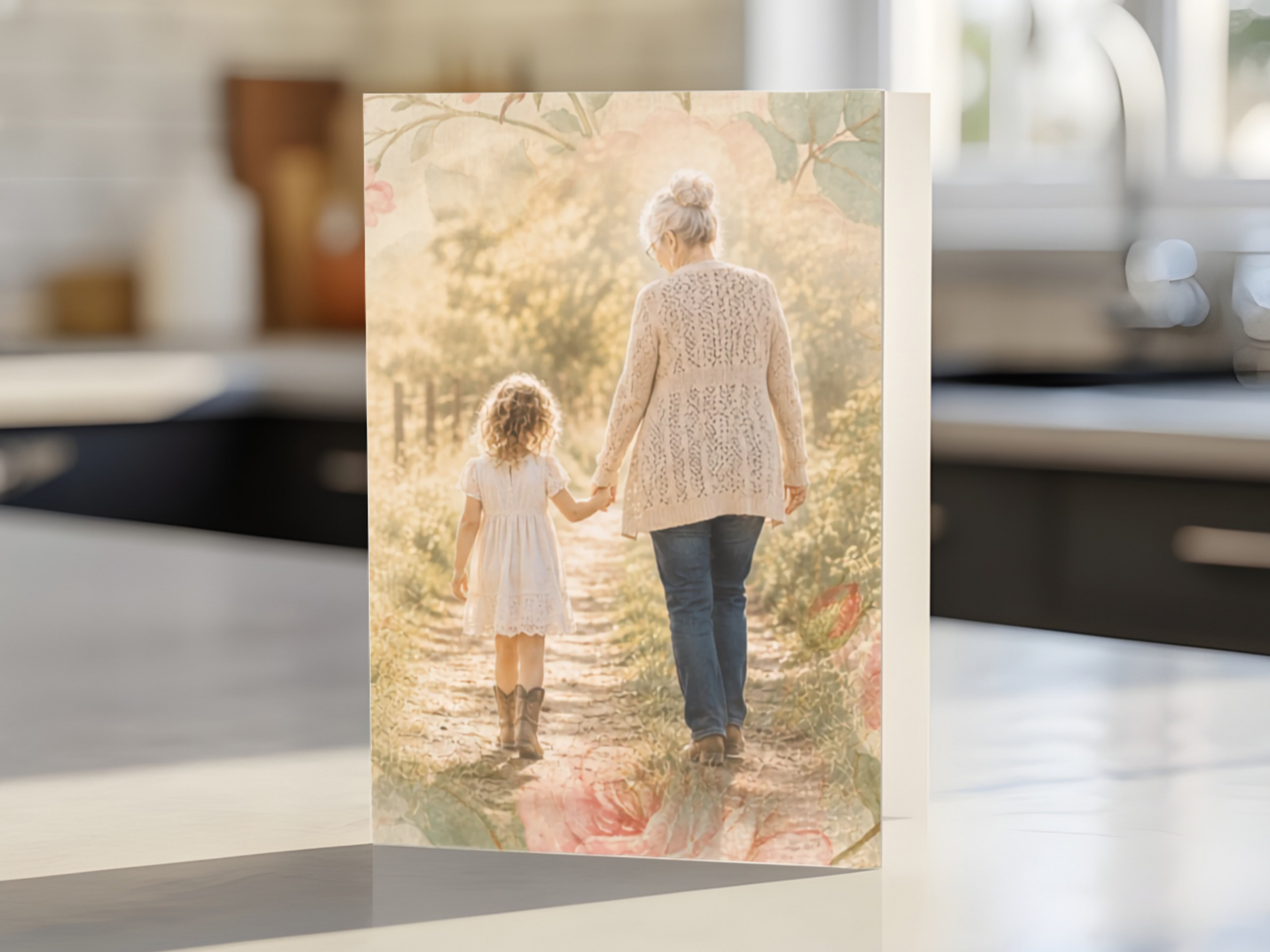 Grandmother Greeting Card, Grandma Gift from Granddaughter, 5" x 7" Printable, Thinking of You, Floral Keepsake Birthday Digital Download