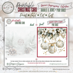 Ivory & Gold Ornament Watercolor Printable Christmas Card – Elegant Holiday Greeting Note Card for Family & Friends – 5.5” Square Card