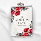 Printable Birthday Card for Mom | Elegant Red Rose Floral Greeting Card | A Mother's Love | A7 5x7 PDF