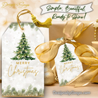 Gold Ribbon Package (Simple. Beautiful. Ready to Shine!)
Printable Merry Christmas tree gift tag styled with elegant gold ribbon. Banner reads “Simple. Beautiful. Ready to Shine!” for festive holiday wrapping.