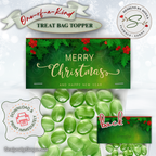 Seasons Greetings with Green Candy
Printable topper on treat bag filled with green candy; holly and berry design; labeled as instant download; includes “back” view for full presentation.