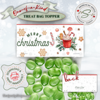 Holiday Cocoa Topper with Green Candy
Front and back views of Christmas topper featuring hot cocoa and gingerbread accents; bag filled with green candies; download instantly to print.