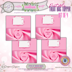 Valentine Treat Bag Toppers Printable – Set of 4 Candy Heart Designs – 4x2 Folded Labels for Classroom, Kids, Party Favors